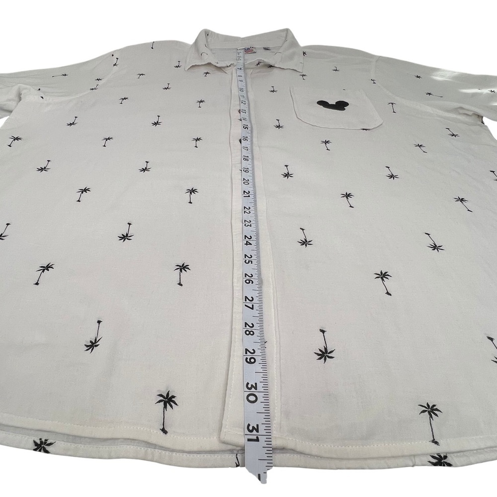 Disney Tropical Shirt Mickey Mouse Palms Button Up Off White Black XXL Junk Food - Picture 8 of 10